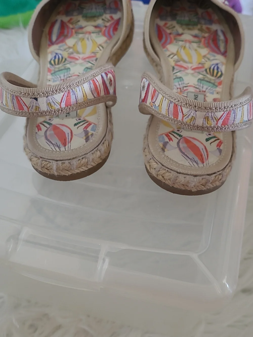Women’s Beige Espadrille Slingback Sandals with Multicolor Print